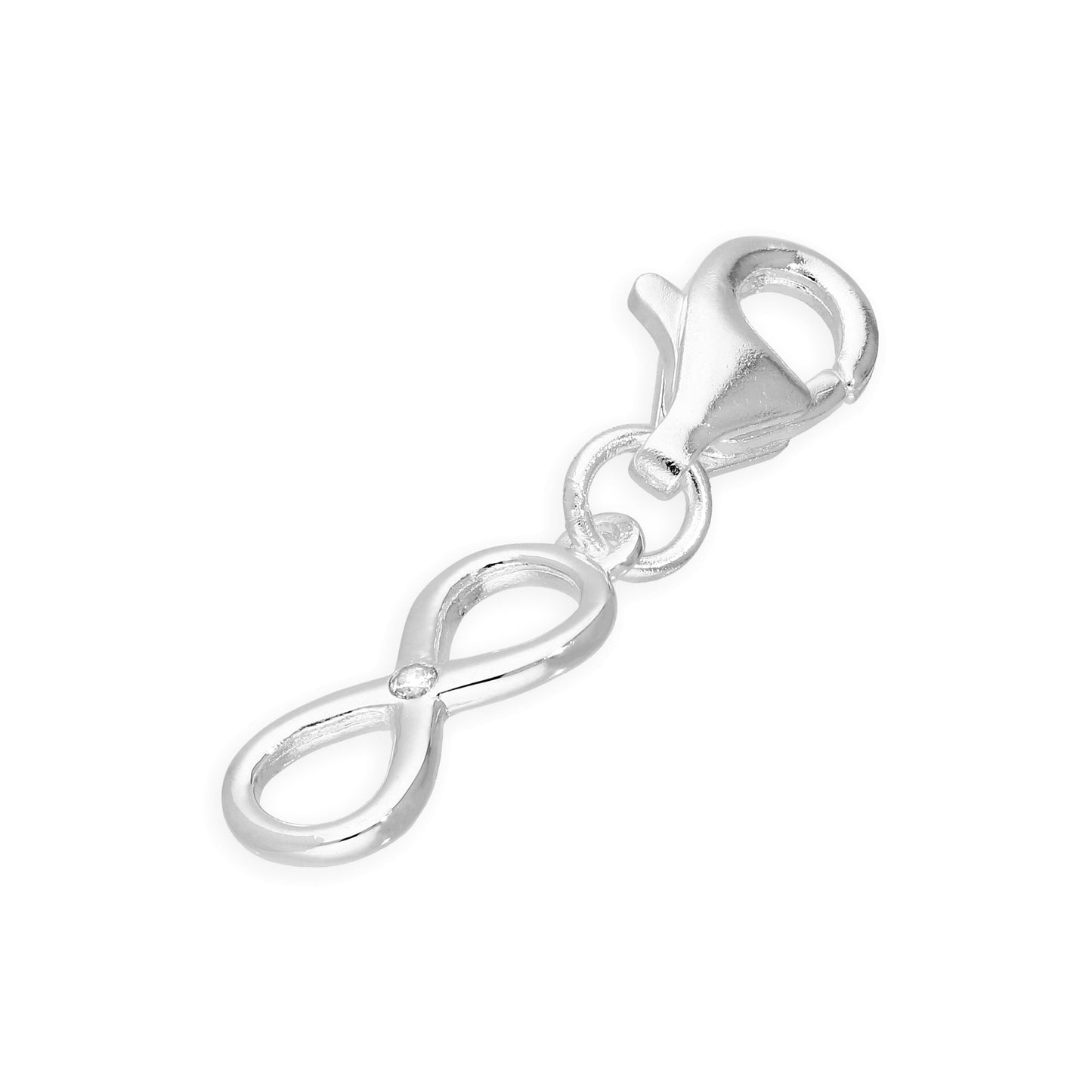 Breloque à clip en argent sterling et diamant véritable symbole de l'infini