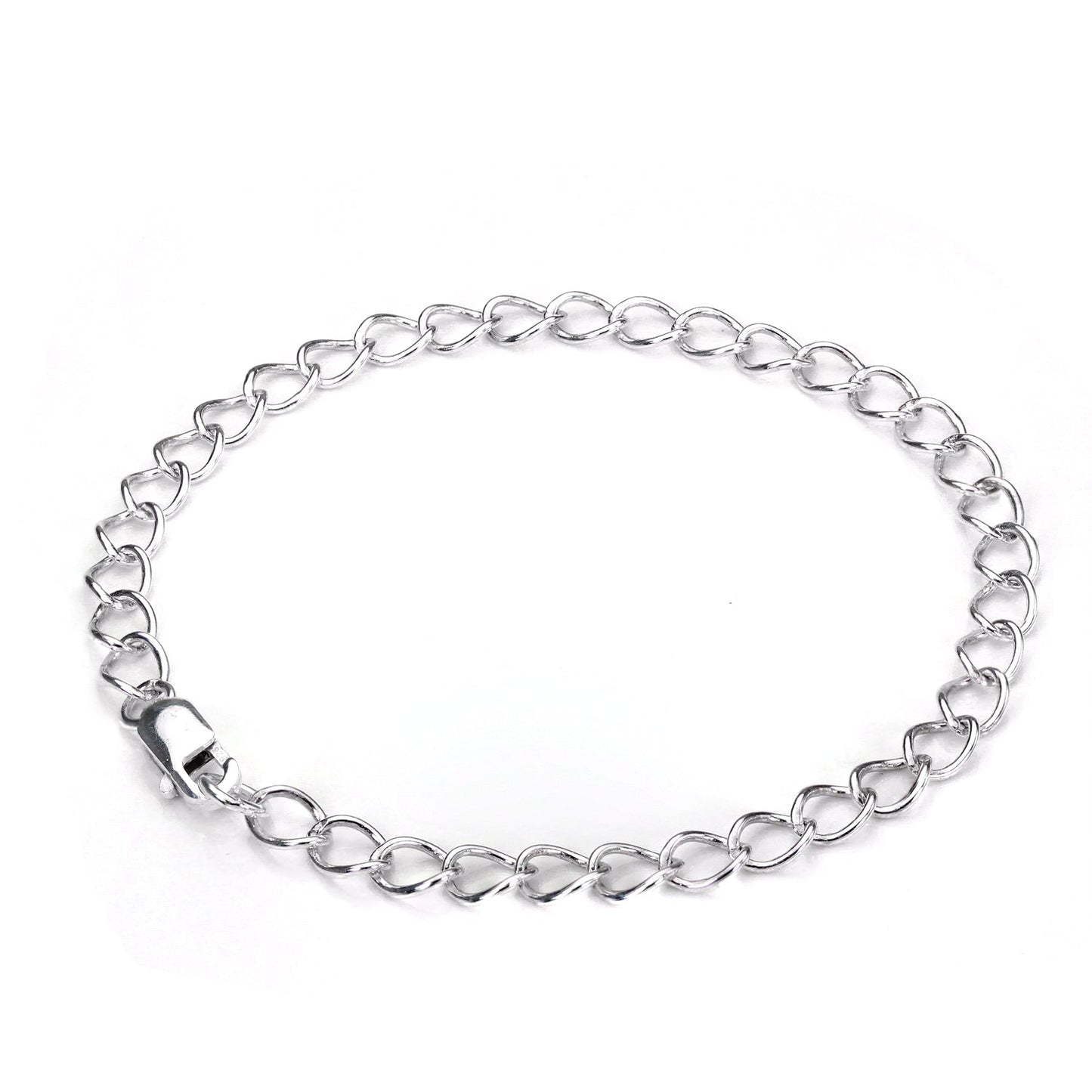 Bracelet à breloques en argent sterling avec chaîne gourmette légère