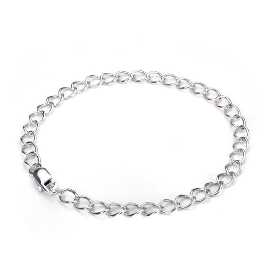 Bracelet à breloques en argent sterling avec chaîne gourmette légère