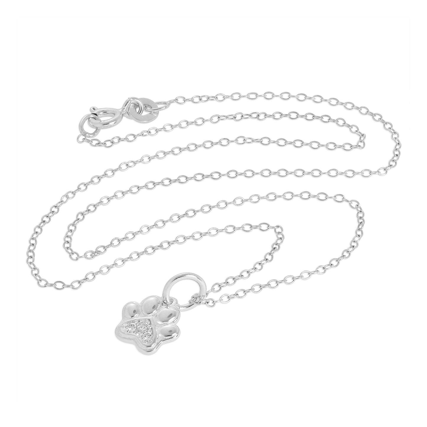 Collier en argent sterling et diamant véritable avec empreinte de patte