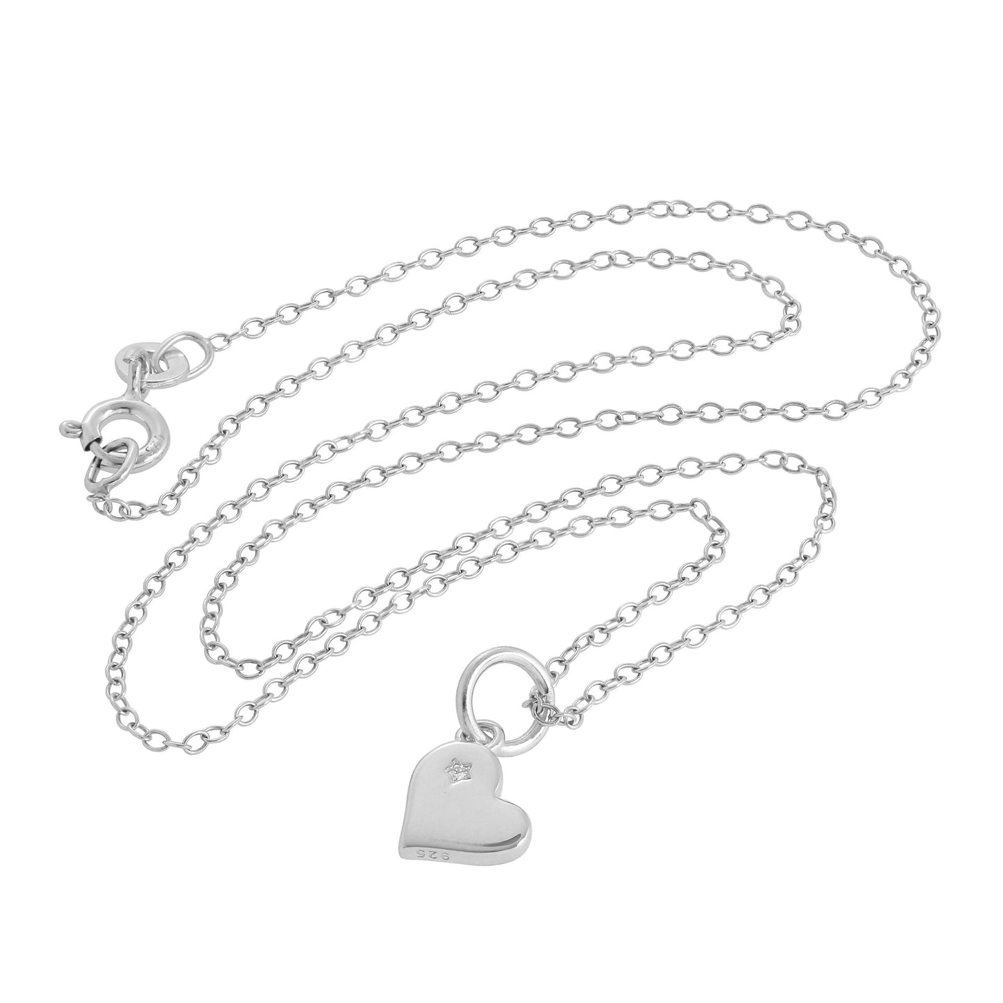 Collier cœur en argent sterling et diamant véritable