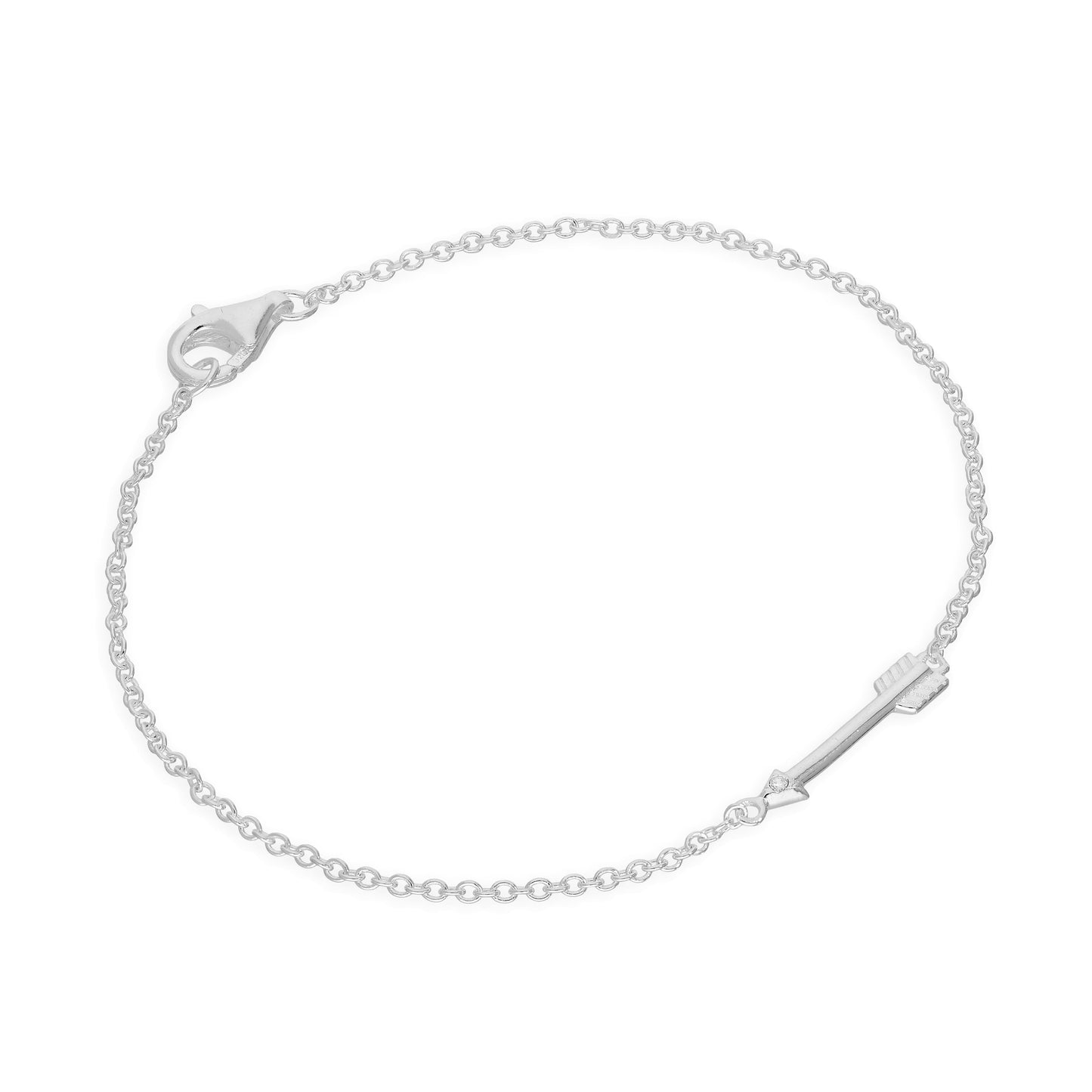 Bracelet flèche en argent sterling et diamants véritables de 18 cm