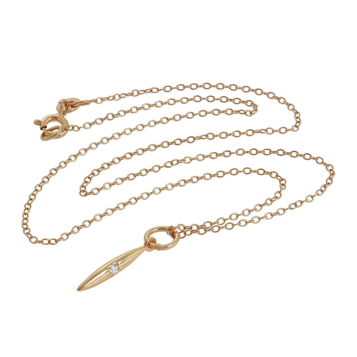 Collier avec pendentif en argent sterling plaqué or rose et véritable diamant
