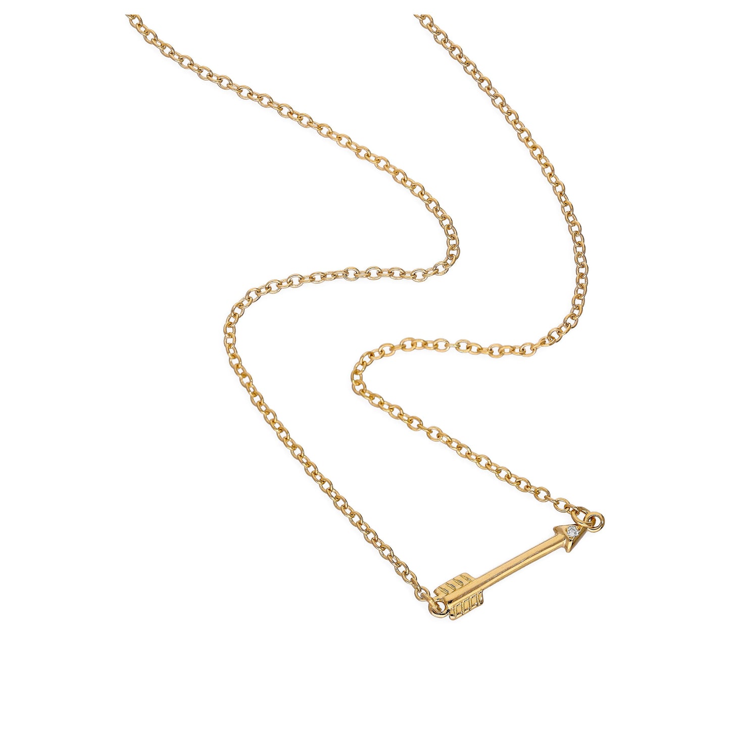 Collier flèche en argent sterling plaqué or et diamant véritable de 45 cm