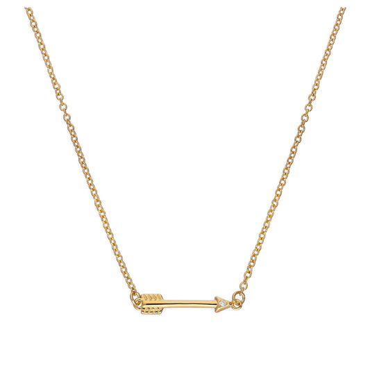 Collier flèche en argent sterling plaqué or et diamant véritable de 45 cm