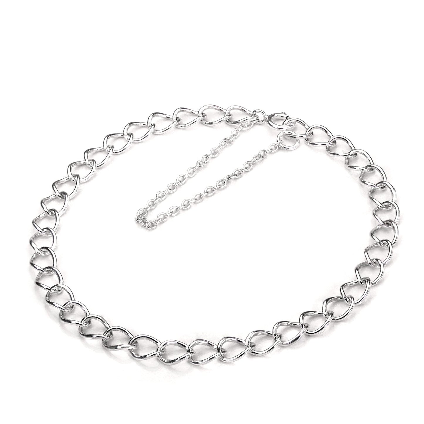 Bracelet à breloques en argent sterling avec chaîne gourmette légère