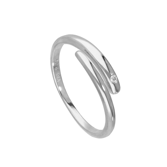Bague ajustable en argent sterling et diamant véritable