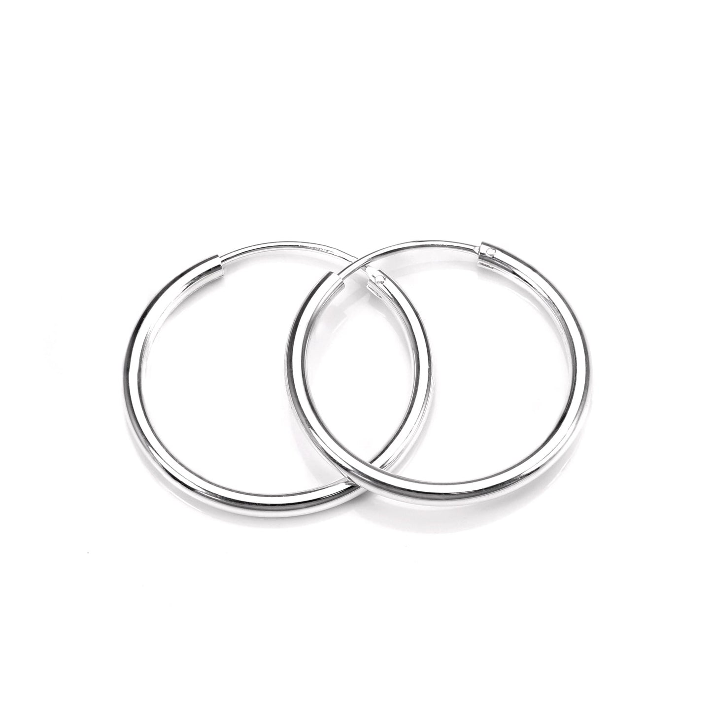 Boucles d'oreilles créoles en argent sterling de 25 mm avec tube de 2 mm