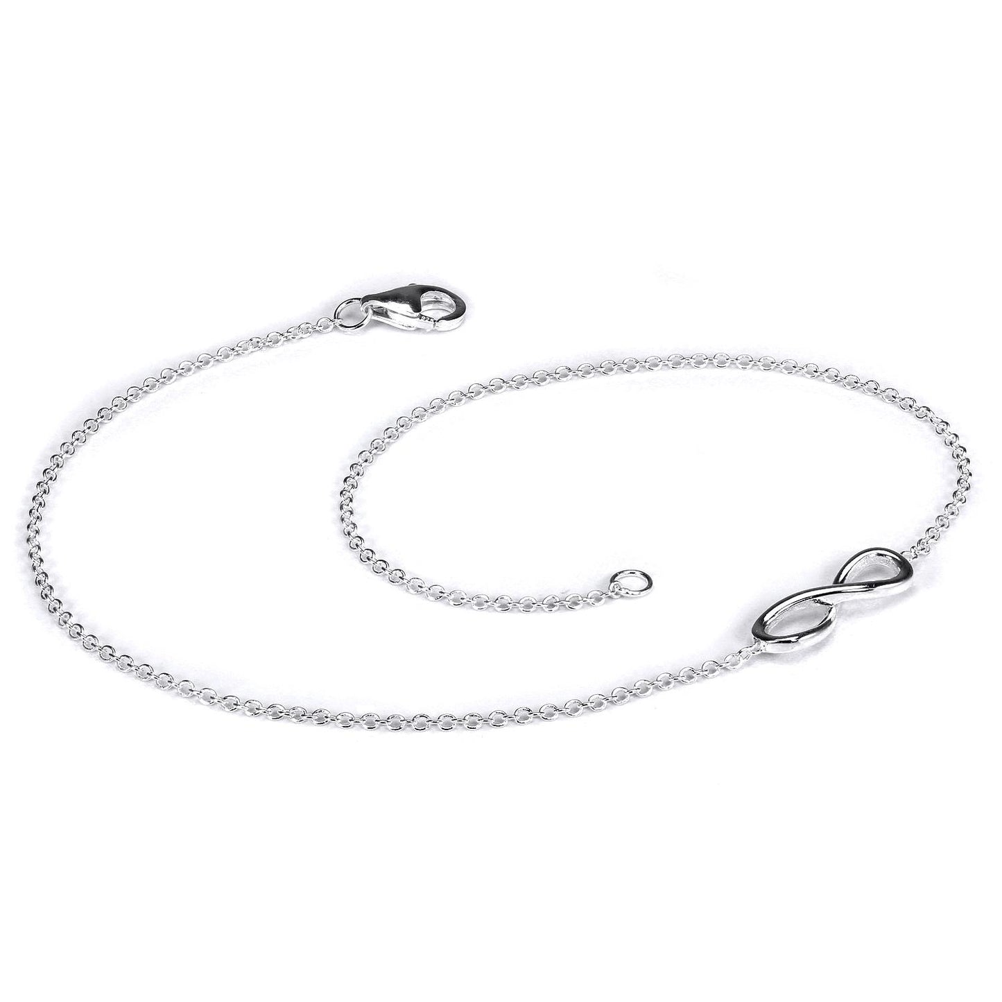 Bracelet de cheville en argent sterling avec chaîne Belcher fine et infini