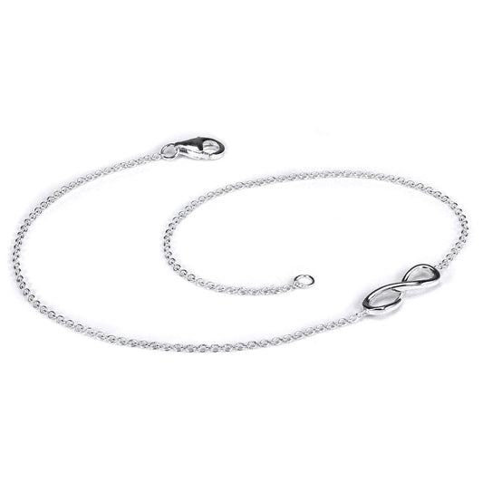 Bracelet de cheville en argent sterling avec chaîne Belcher fine et infini