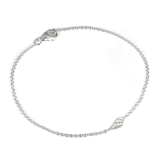 Bracelet Belcher fin en argent sterling de 18 cm avec breloque aile d'ange et fermoir