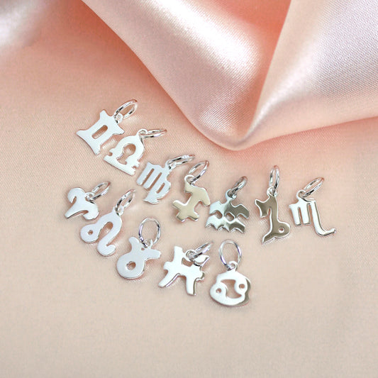 Petites breloques en argent sterling avec symboles du zodiaque 2D