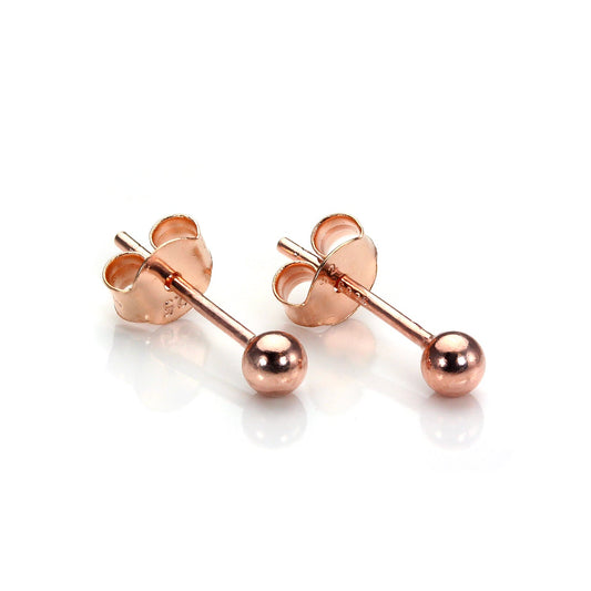 Boucles d'oreilles à tige en argent sterling plaqué or rose avec boule de 3 mm