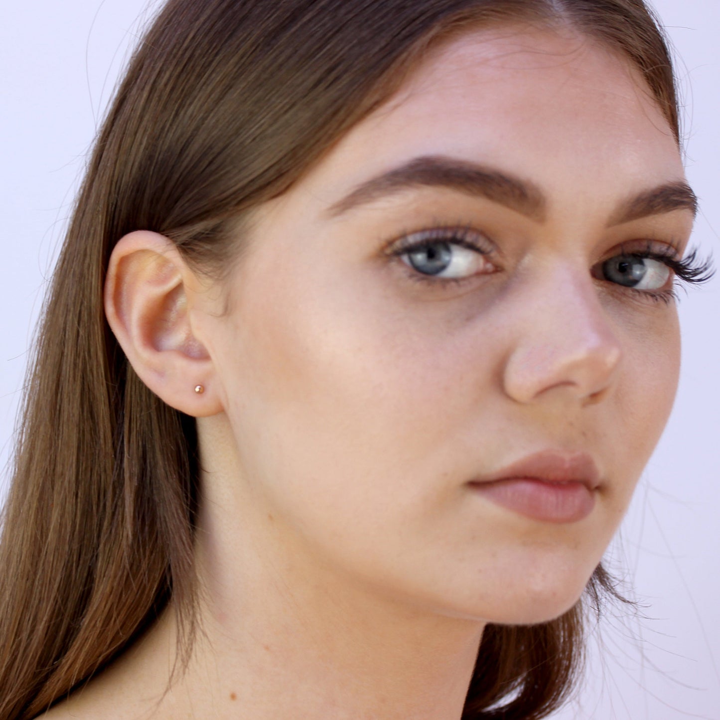 Boucles d'oreilles à tige en argent sterling plaqué or rose avec boule de 3 mm