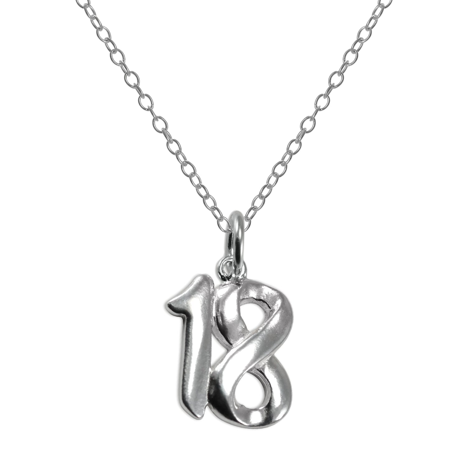 Collier pendentif numéro 18e anniversaire en argent sterling, 35,6 à 55,9 cm