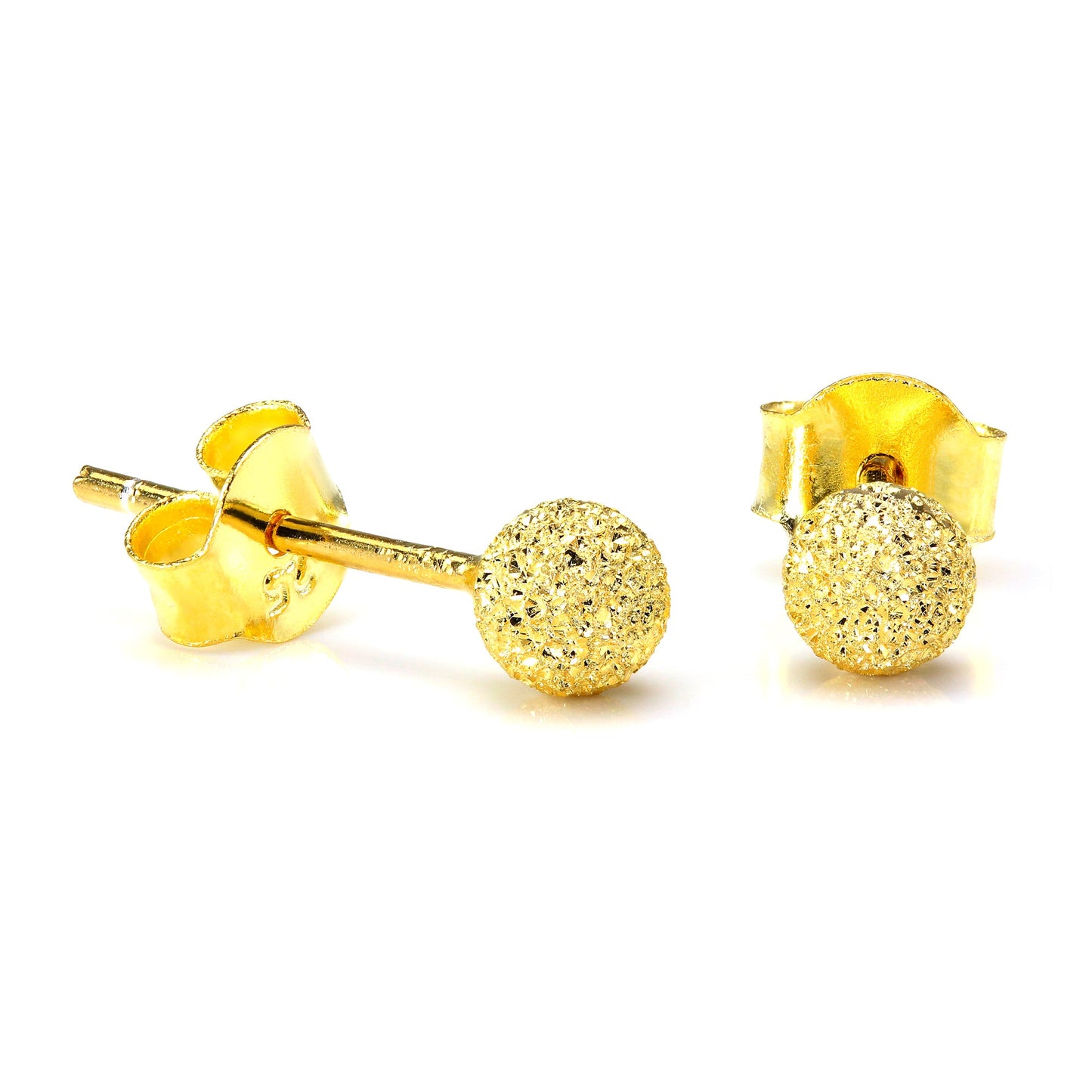 Boucles d'oreilles à tige en argent sterling plaqué or avec boules givrées de 4 mm