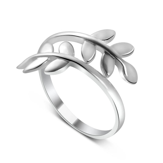 Bague d'orteil réglable en argent sterling avec feuille de laurier et motif romain