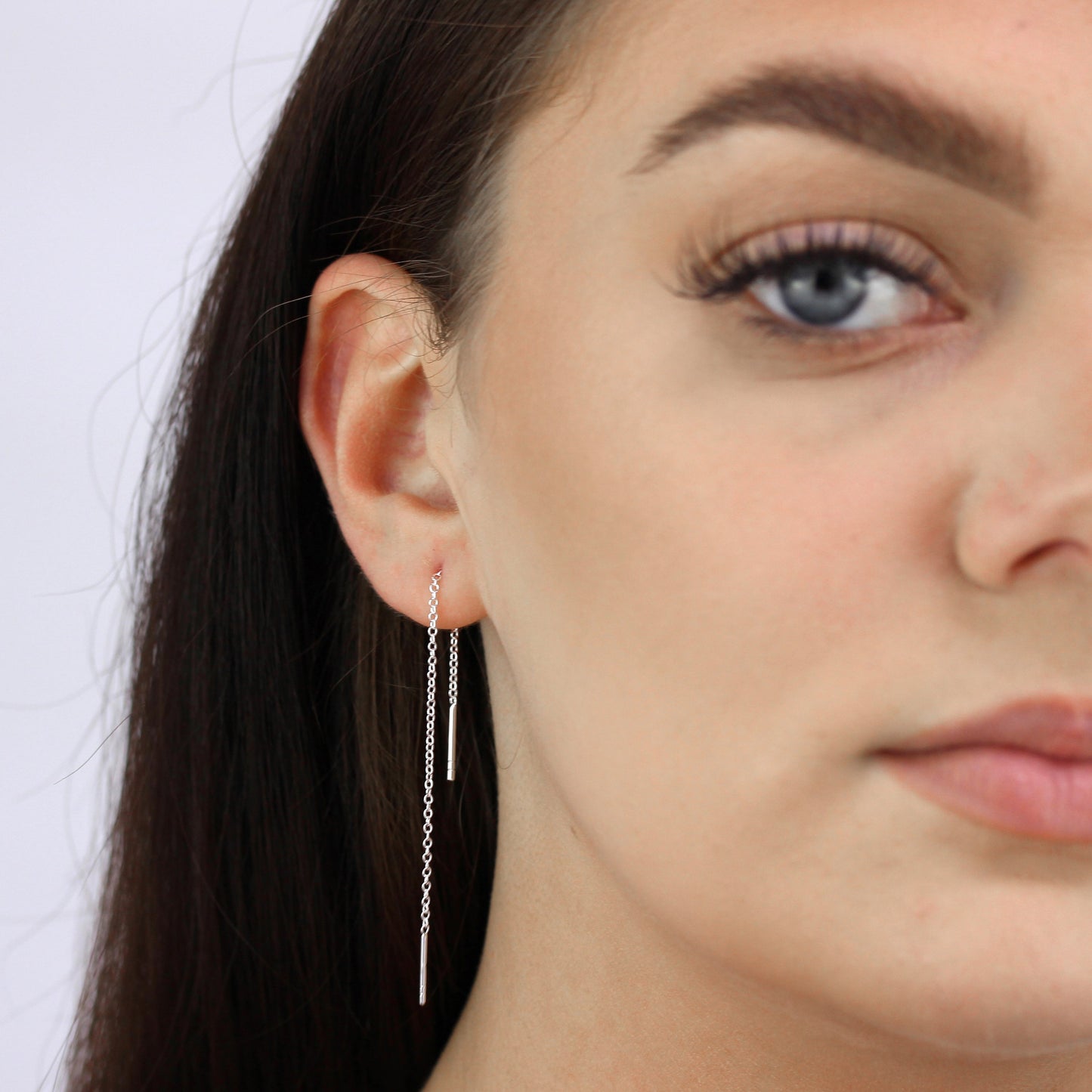 Boucles d'oreilles en argent sterling avec chaîne Belcher à enfiler de 12 mm