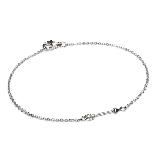 Bracelet flèche en argent sterling fin et léger de 18 cm avec fermoir mousqueton