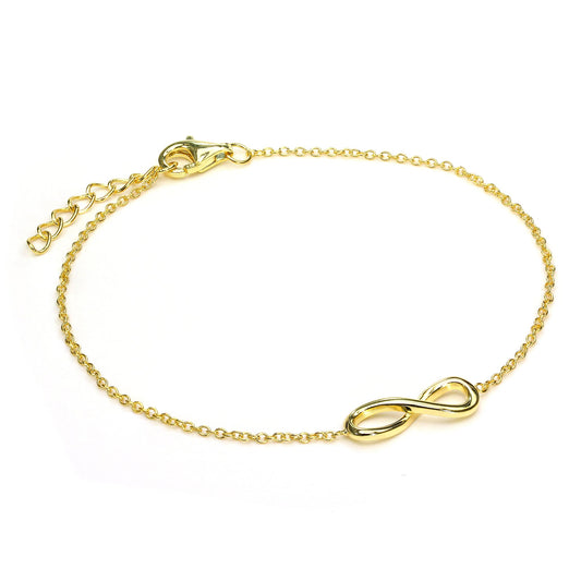 Bracelet fin infini en argent sterling plaqué or avec fermoir