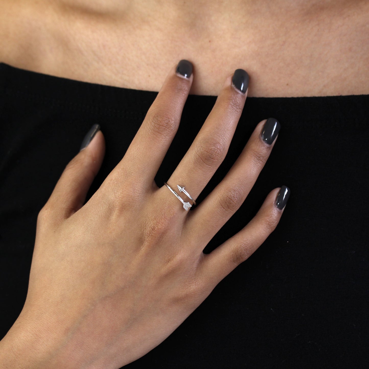 Bague d'orteil réglable en argent sterling avec motif flèche