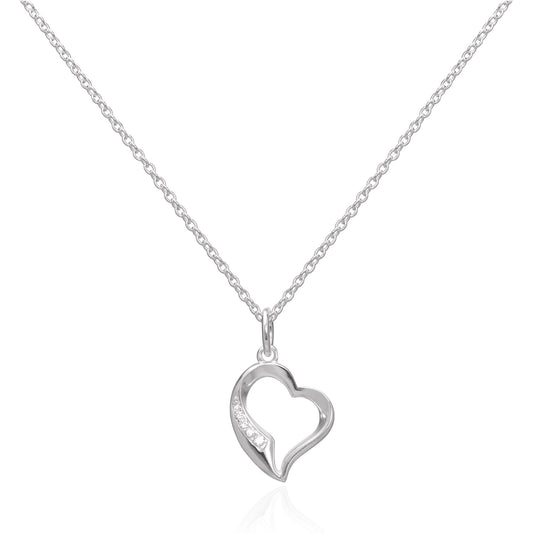 Collier avec pendentif cœur ouvert en argent sterling et cristal CZ, 40 à 55 cm