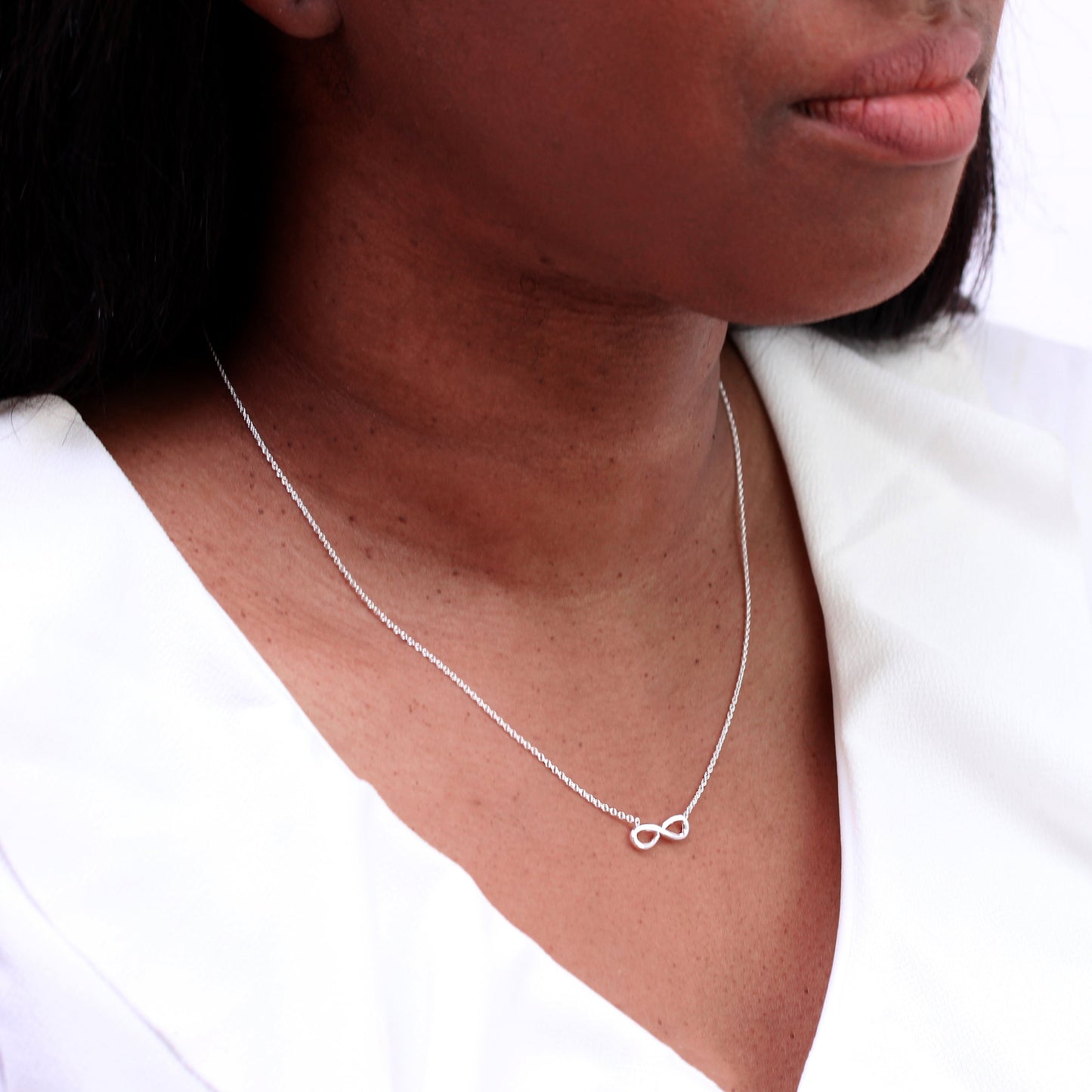 Collier Infinity en argent sterling, chaîne de 40 à 45 cm