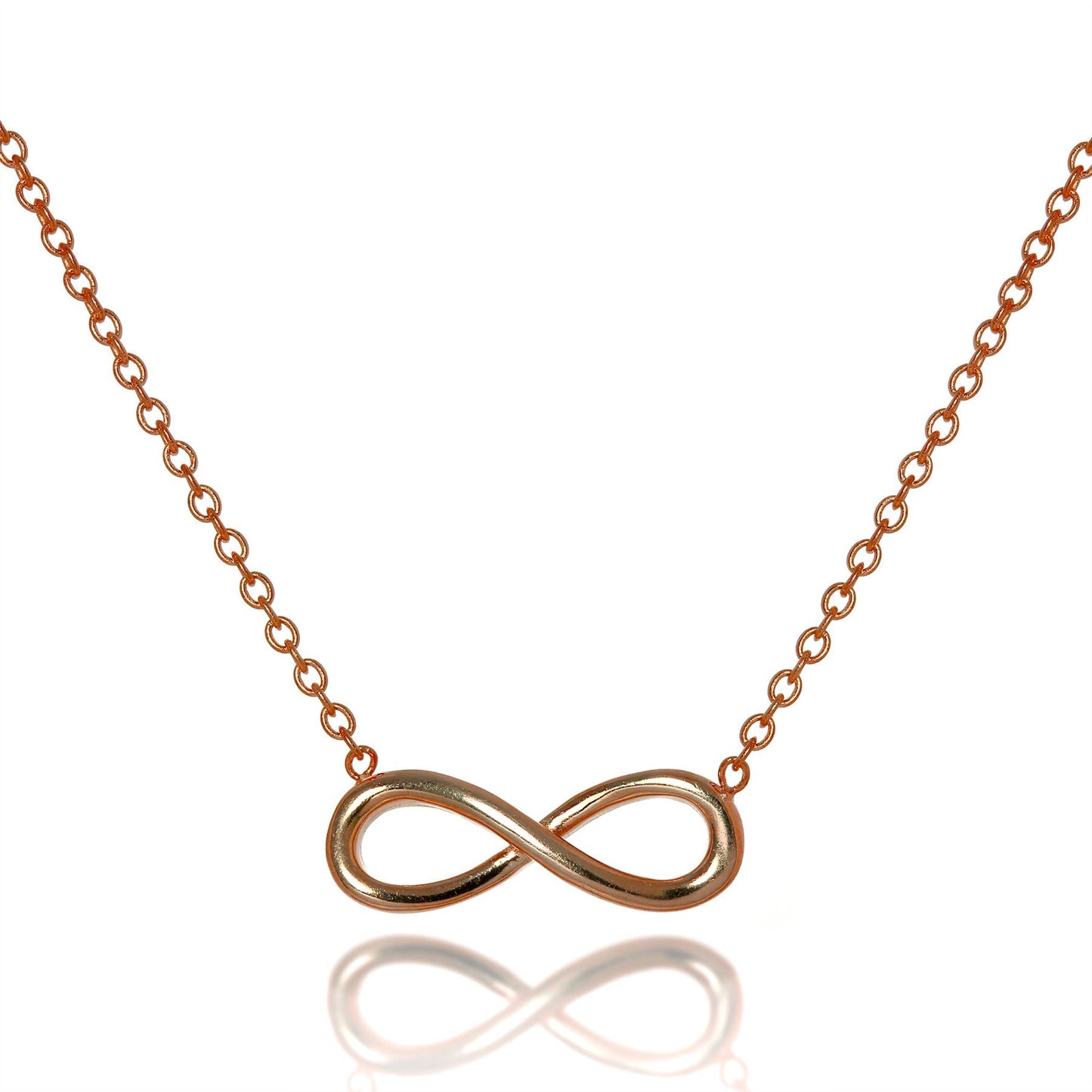 Collier infini en argent sterling plaqué or rose, chaîne de 40 à 45 cm