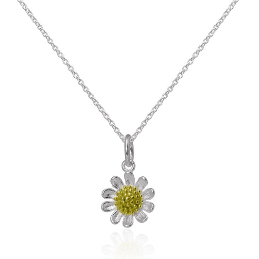Collier avec pendentif marguerite en argent sterling et plaqué or, 40 à 55 cm