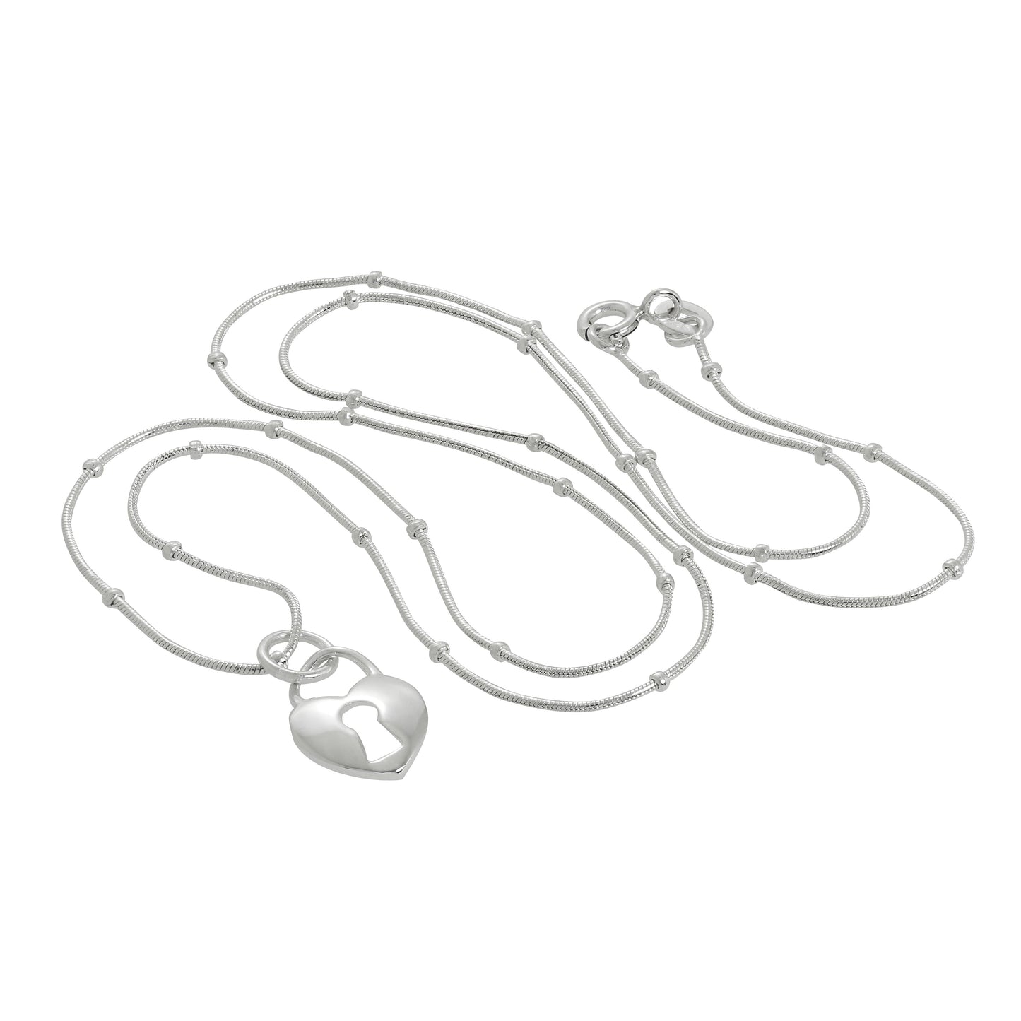 Collier avec pendentif cadenas en forme de cœur en argent sterling de 40 à 55 cm