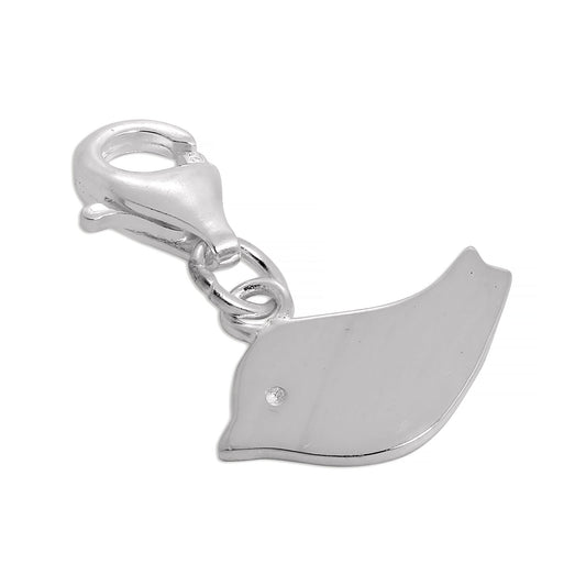 Breloque simple à clip en argent sterling en forme d'oiseau