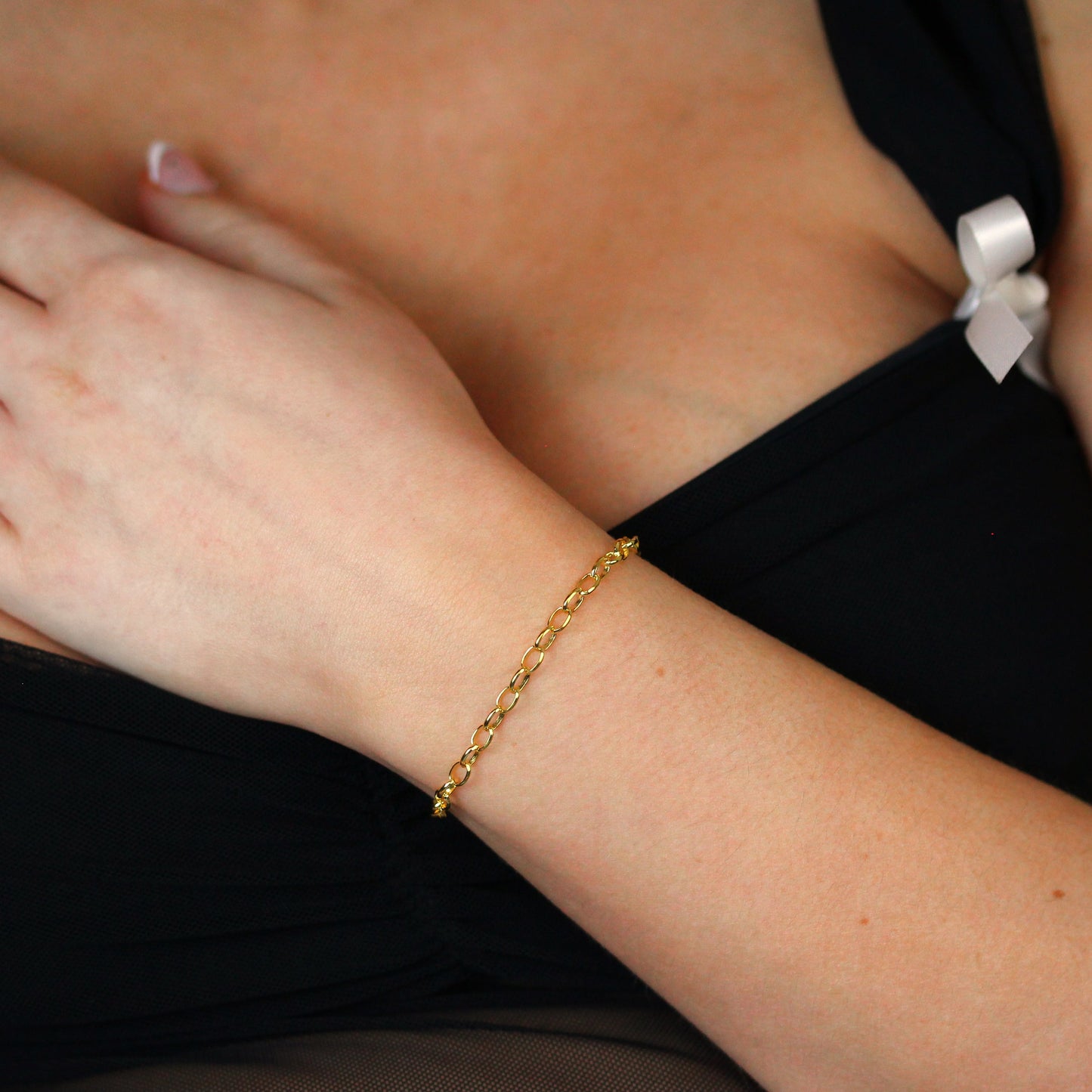 Bracelet chaîne Belcher en argent sterling plaqué or - 18 cm