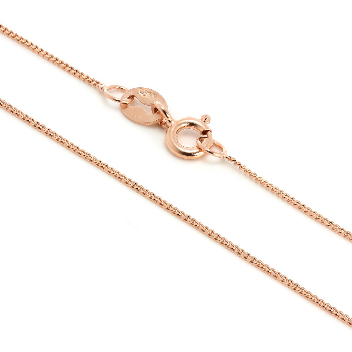 Chaîne gourmette en argent sterling plaqué or rose, taille diamant, 14 à 32 pouces