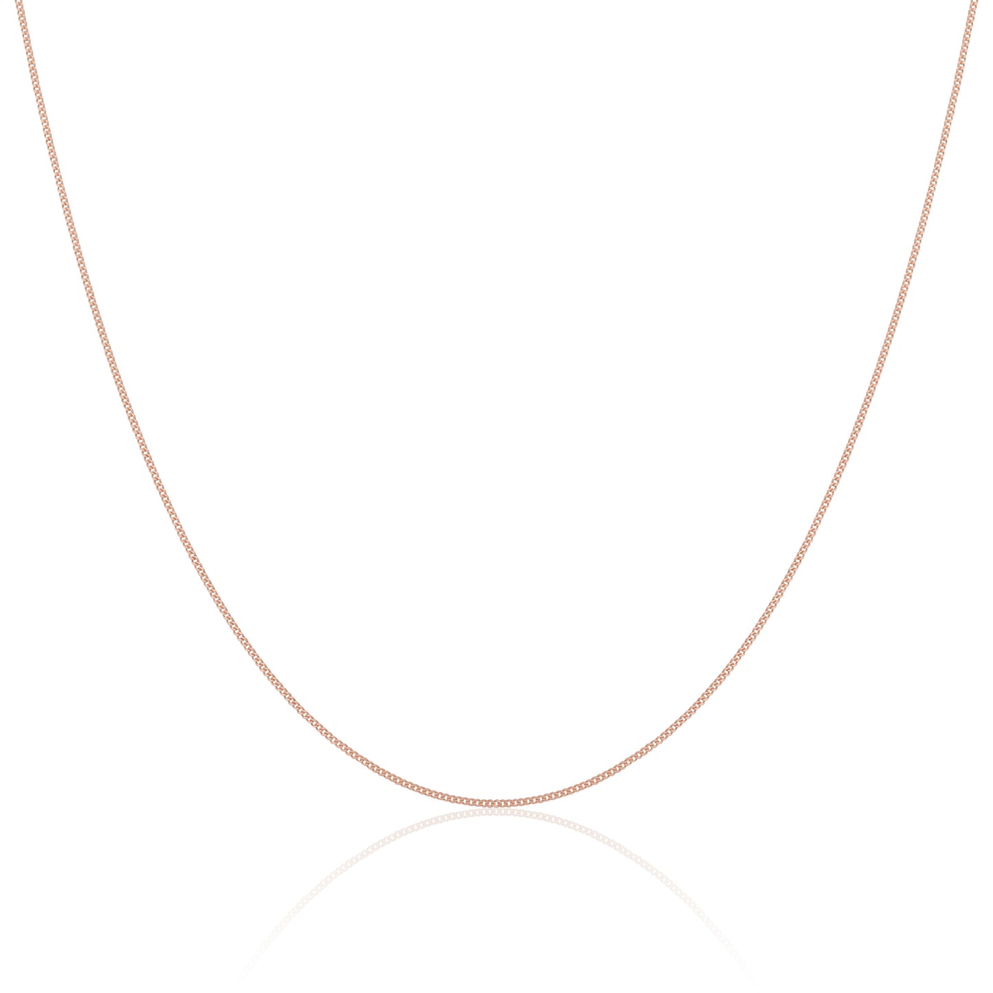 Chaîne gourmette en argent sterling plaqué or rose, taille diamant, 14 à 32 pouces