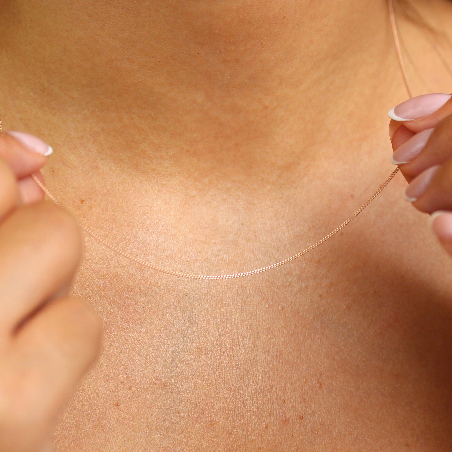 Chaîne gourmette en argent sterling plaqué or rose, taille diamant, 14 à 32 pouces