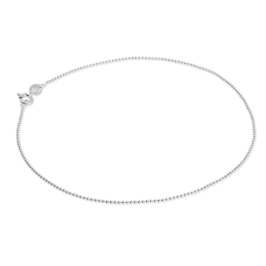 Chaîne de cheville en argent sterling avec perles de 1 mm