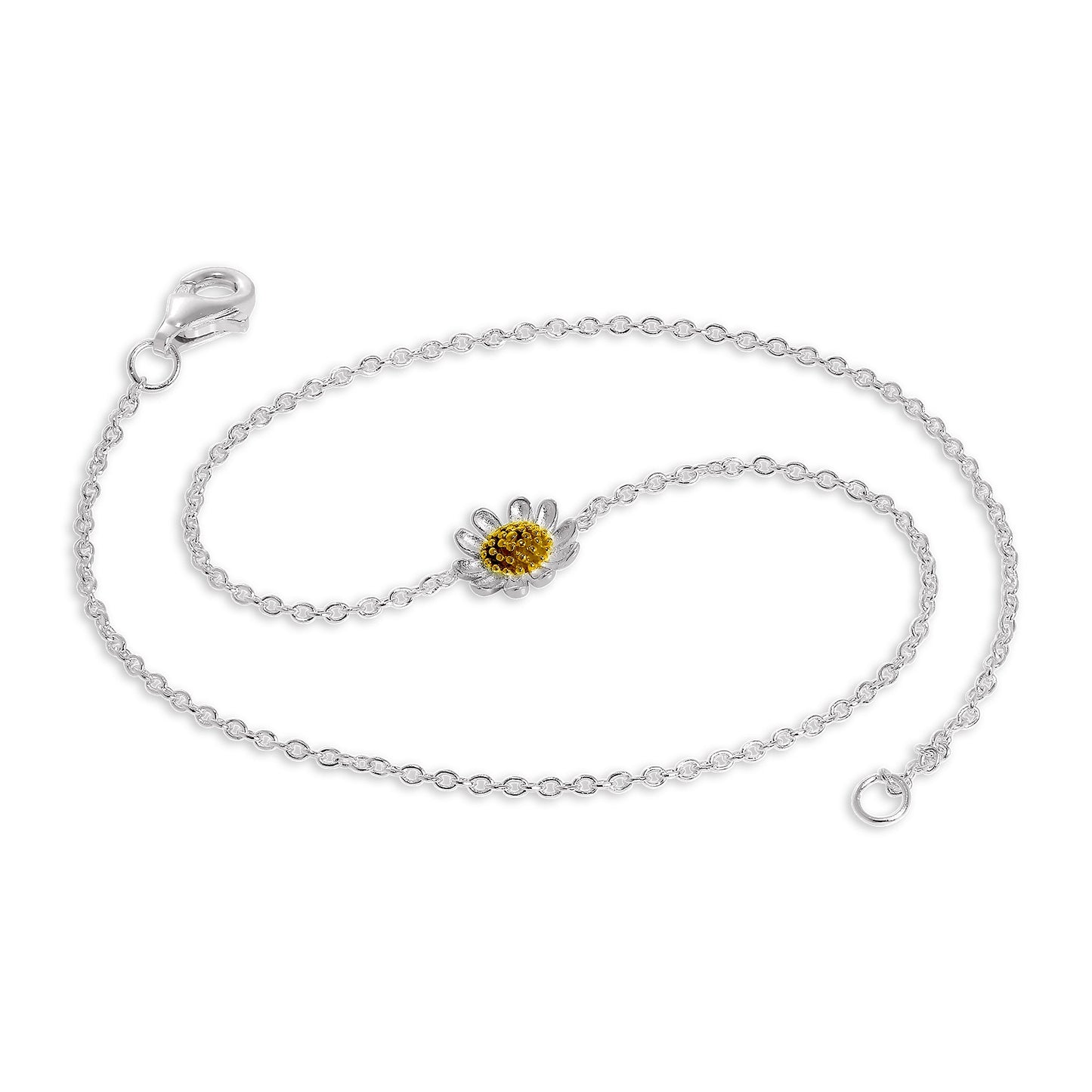 Bracelet de cheville marguerite en argent sterling