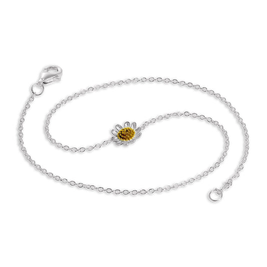 Bracelet de cheville marguerite en argent sterling