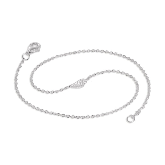 Bracelet de cheville en argent sterling fin avec petite aile d'ange