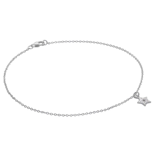 Bracelet de cheville étoile en argent sterling et cristaux CZ incrustés