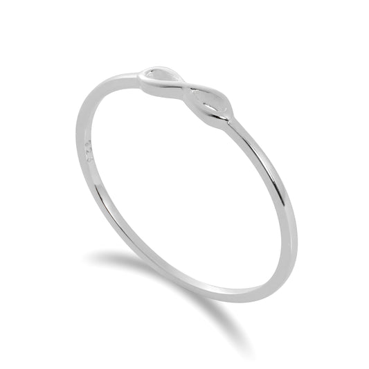 Bague empilable en argent sterling avec boucle infinie de 1 mm, tailles I à W