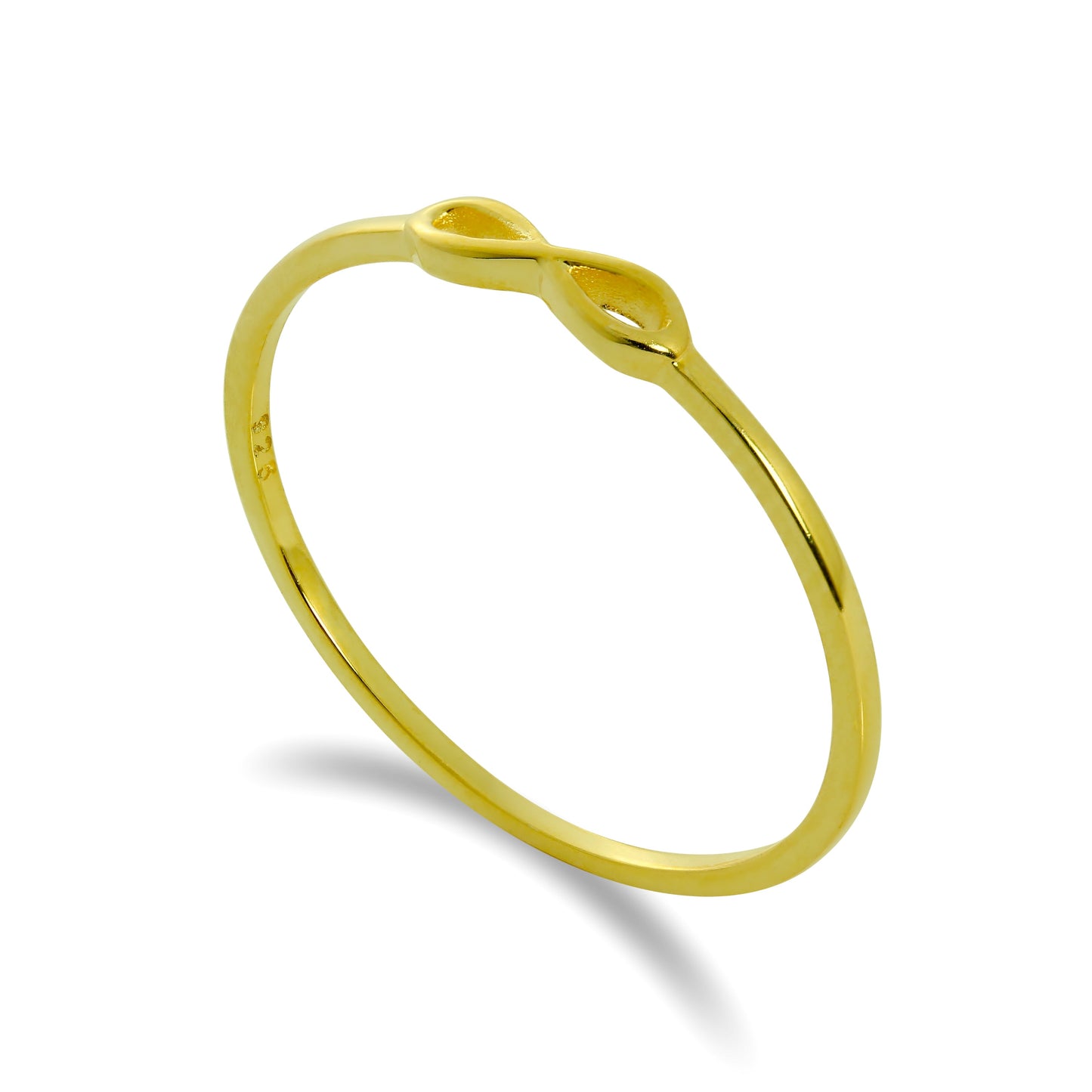 Bague empilable en argent sterling plaqué or avec boucle infinie de 1 mm, tailles J à W