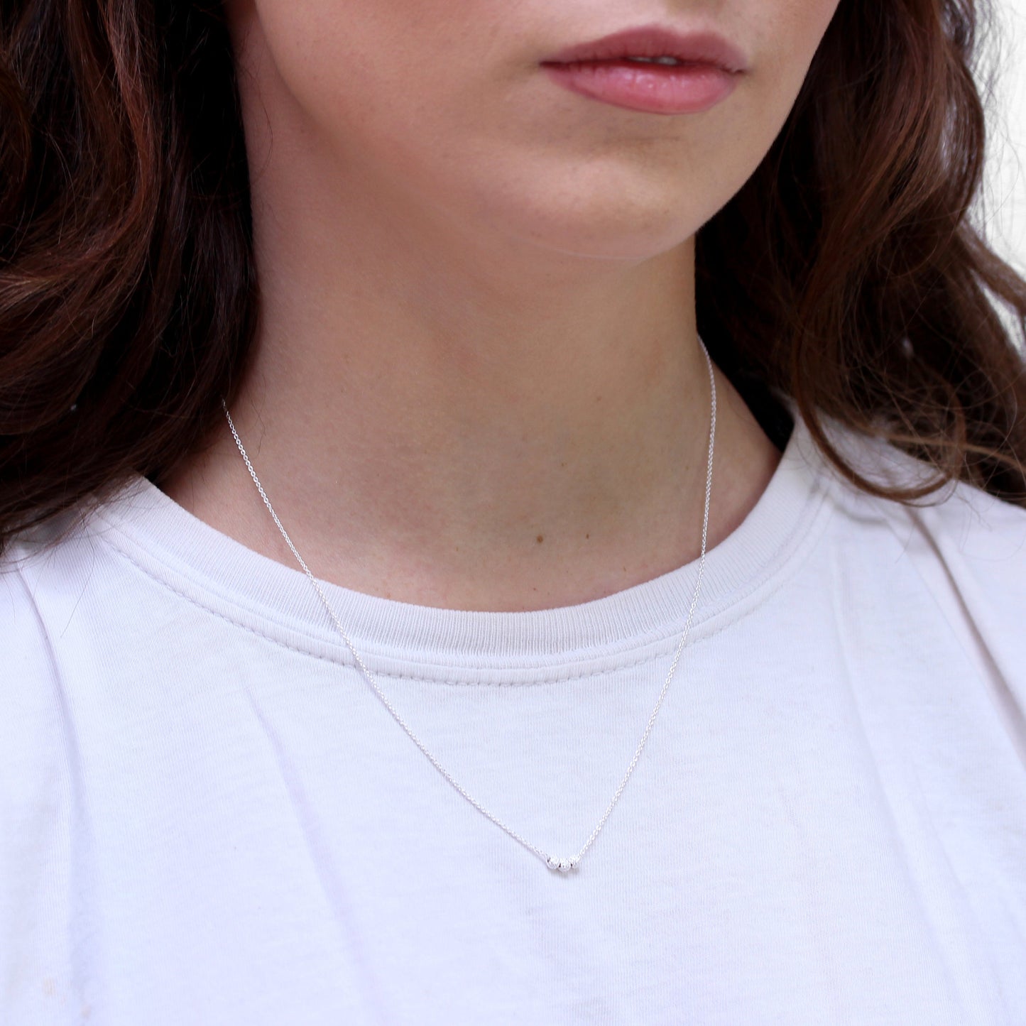 Collier triple boule de neige en argent sterling de 45 cm