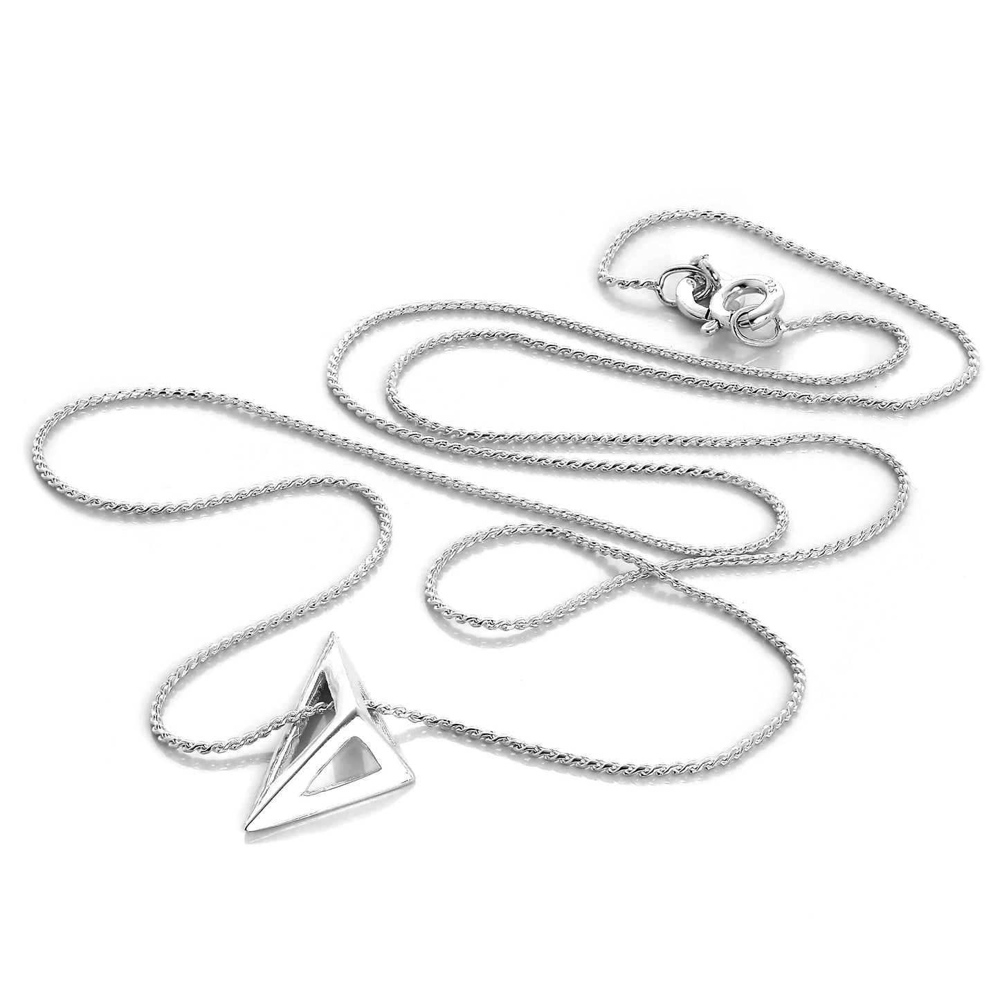 Collier triangle ouvert en argent sterling sur chaîne queue de renard