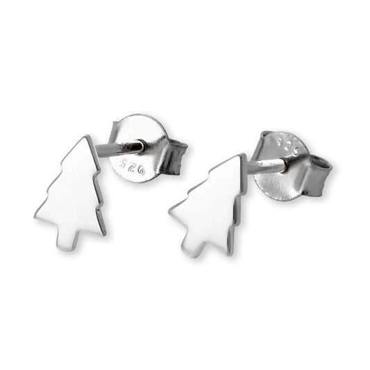 Boucles d'oreilles à tige en argent sterling en forme de sapin de Noël