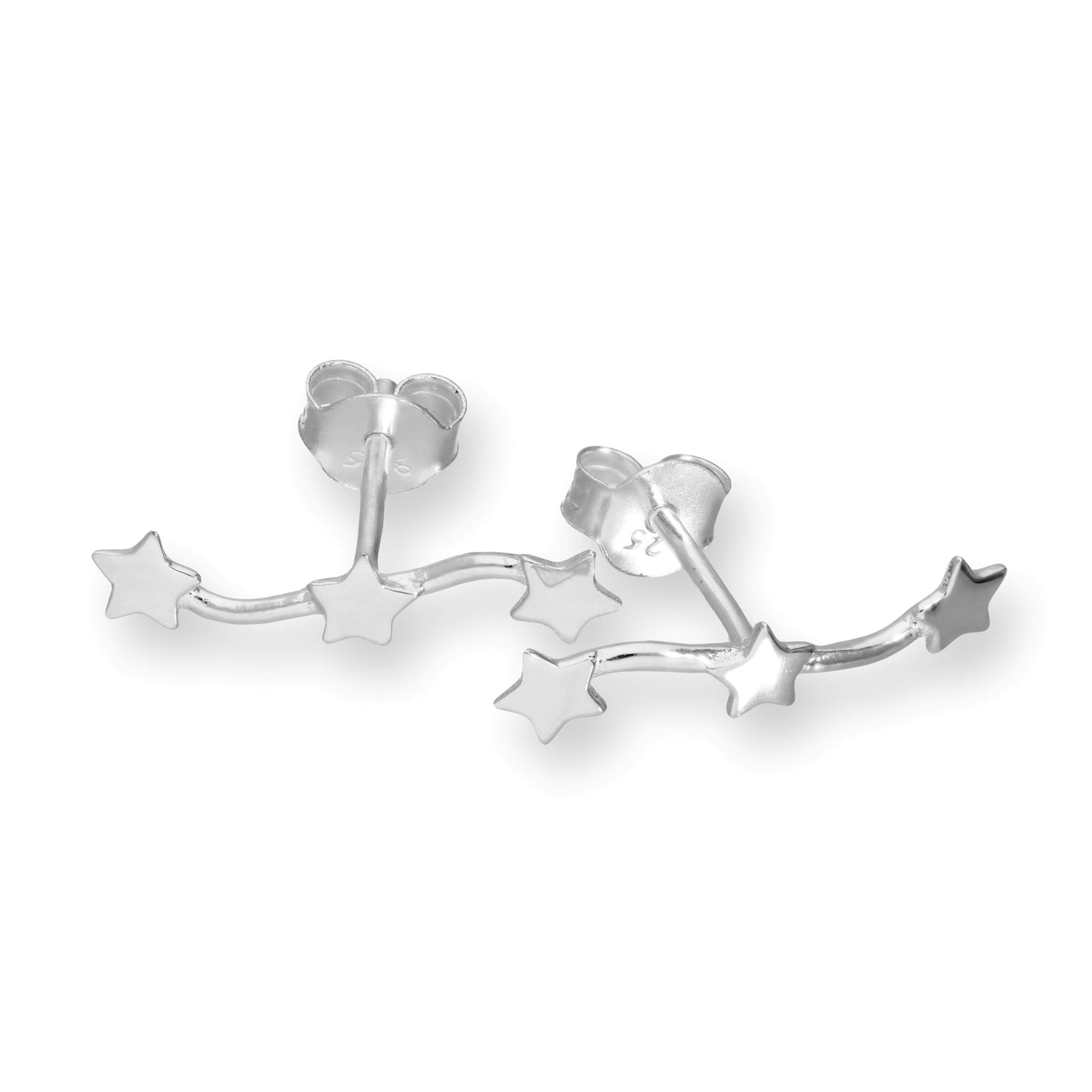 Boucles d'oreilles à tige triple étoile en argent sterling