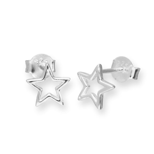 Boucles d'oreilles à tige en argent sterling avec étoile ouverte