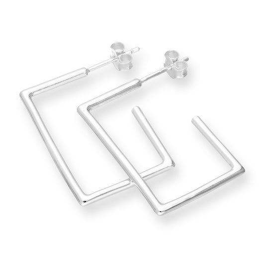 Boucles d'oreilles créoles carrées ouvertes en argent sterling