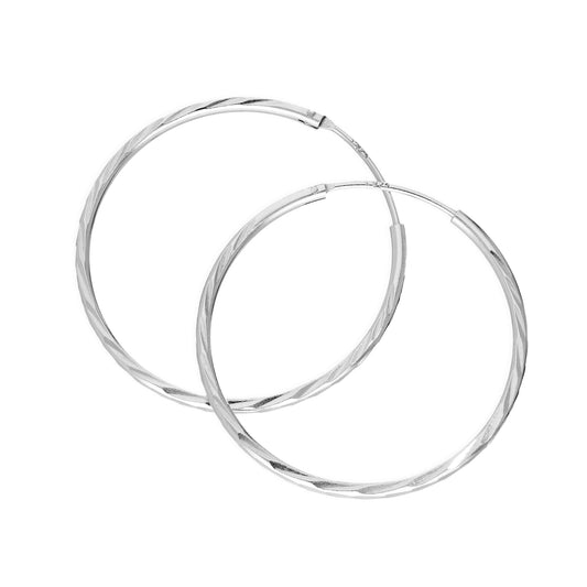 Boucles d'oreilles créoles dormeuses légères en argent sterling de 30 mm, taille diamant