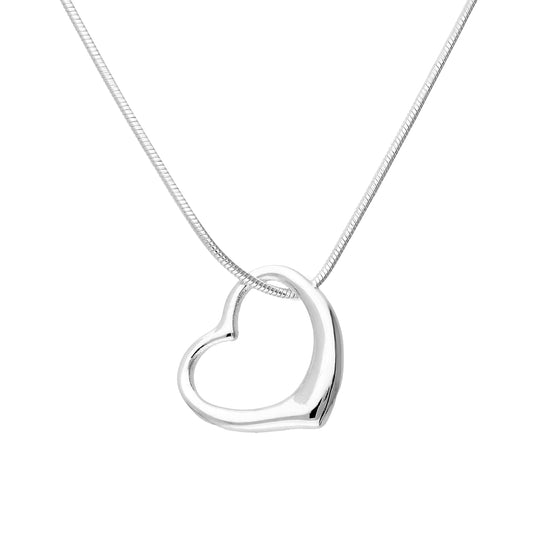 Collier avec pendentif en forme de cœur flottant en argent sterling